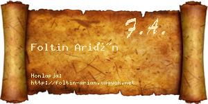 Foltin Arián névjegykártya